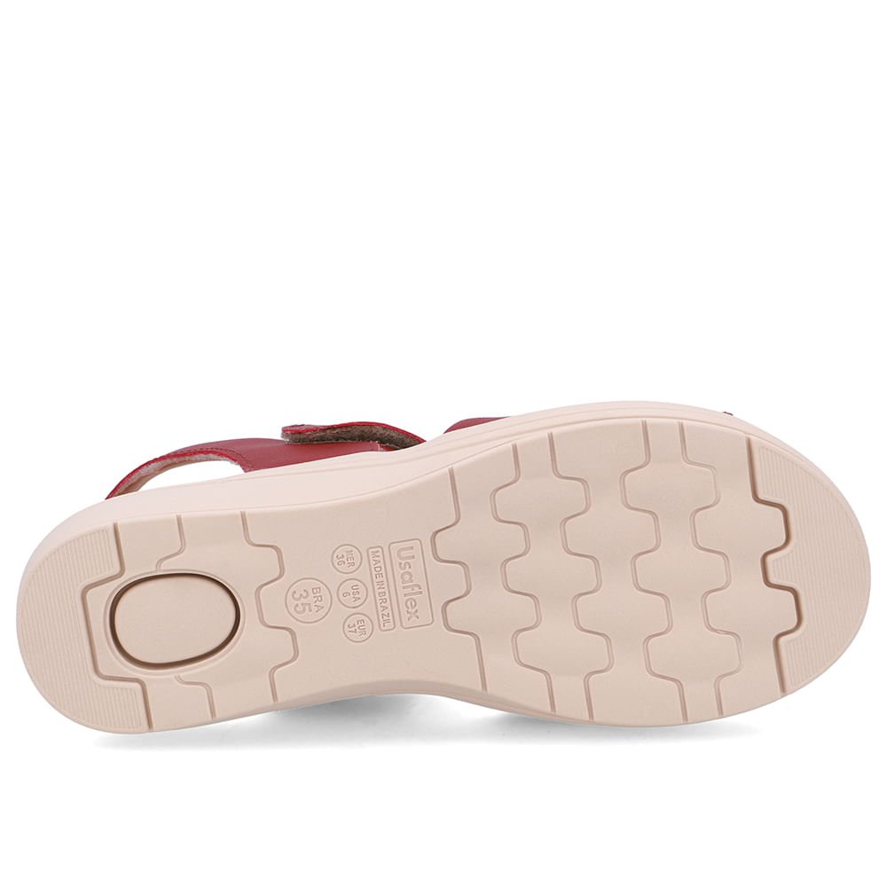 Sandália Salto Anabela Couro Vermelha Fecho-Flex Vermelho 5