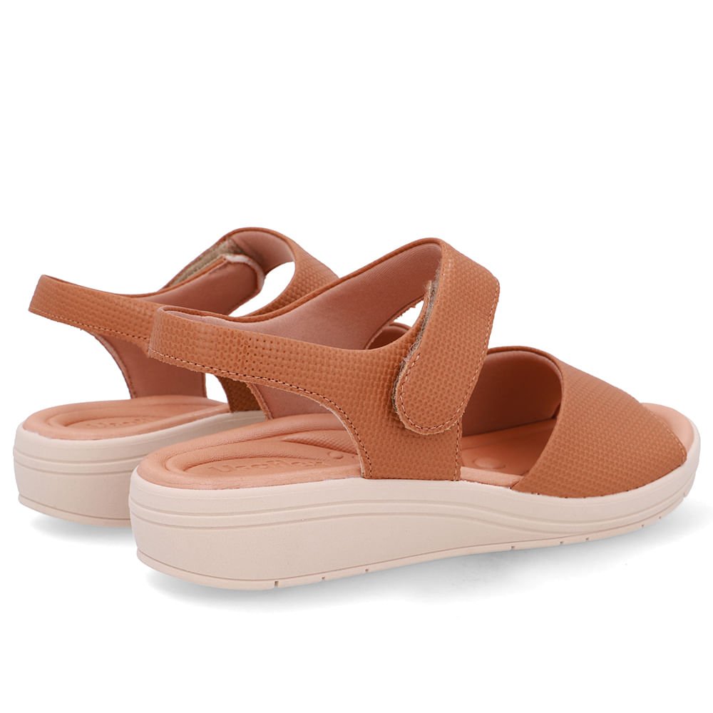 Sandália Salto Anabela Couro Marrom Fecho-Flex Marrom 3