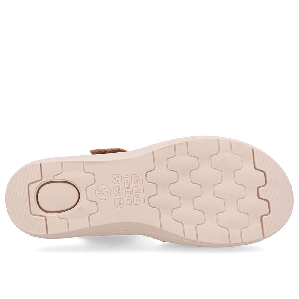 Sandália Salto Anabela Couro Marrom Fecho-Flex Marrom 5