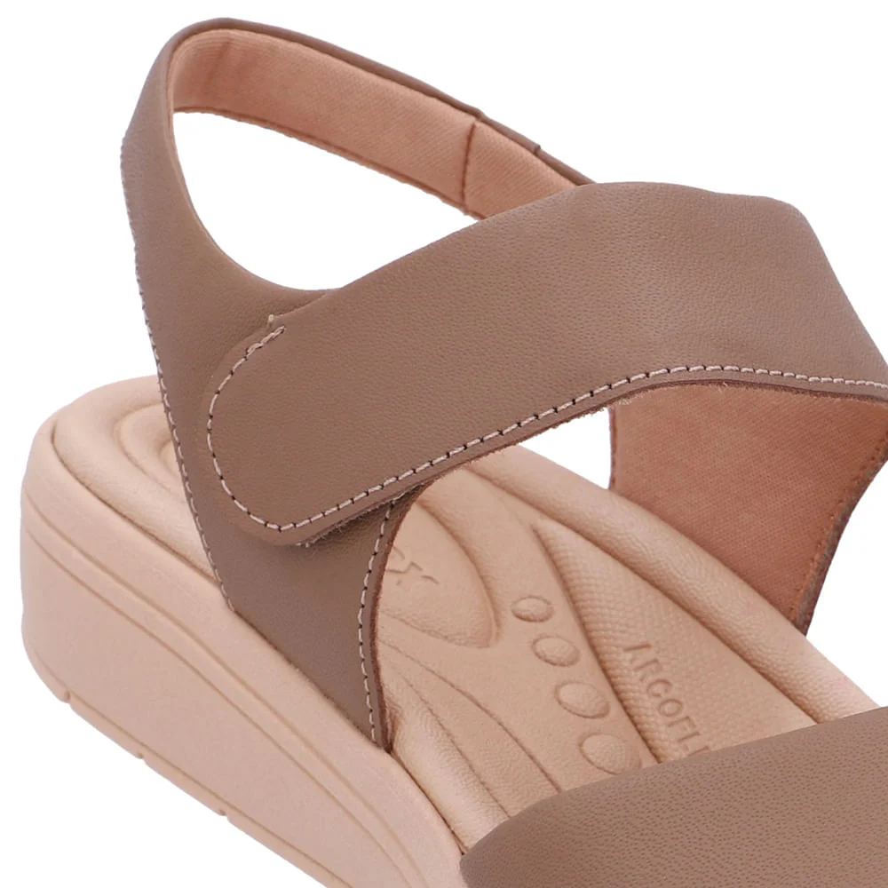 Sandália Salto Anabela Couro Marrom Fecho-Flex Marrom 4