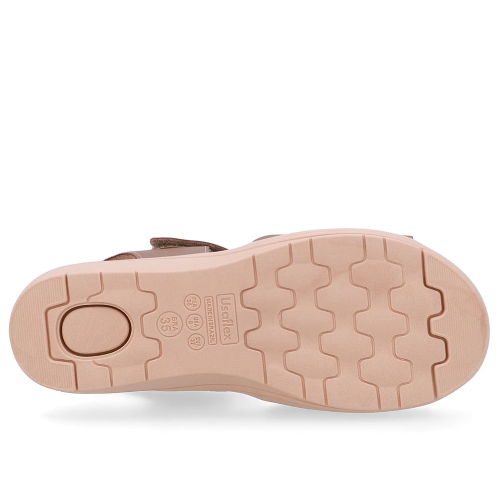 Sandália Salto Anabela Couro Marrom Fecho-Flex Marrom 5