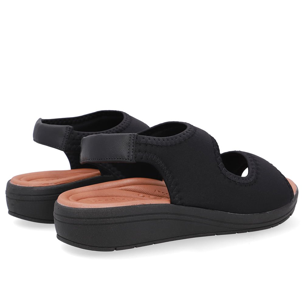 Sandália Salto Anabela Elastano Preta Costura Preto 3