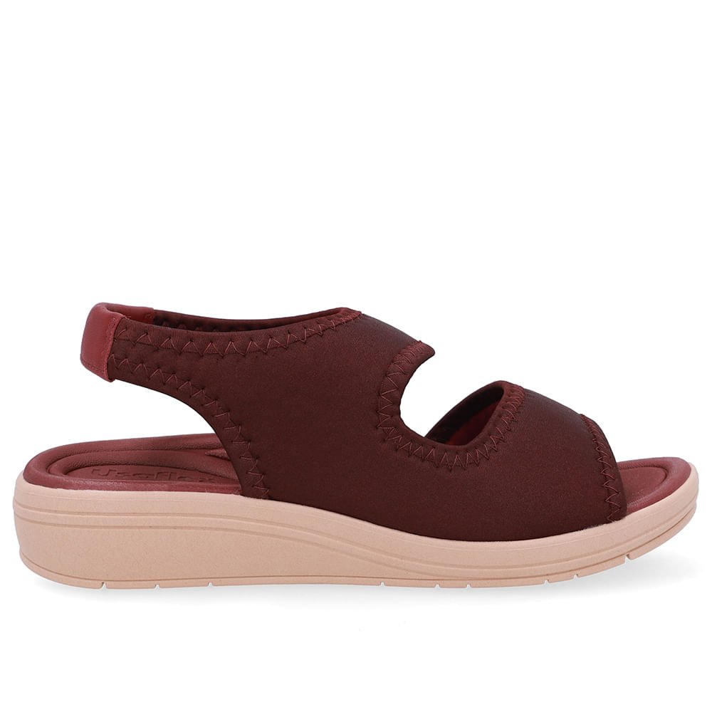 Sandália Salto Anabela Elastano Vinho Costura