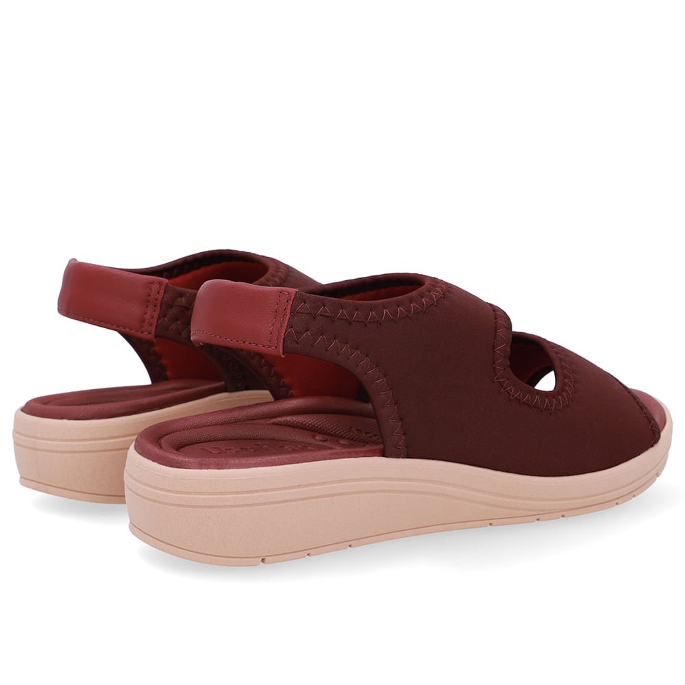 Sandália Salto Anabela Elastano Vinho Costura Vinho 3