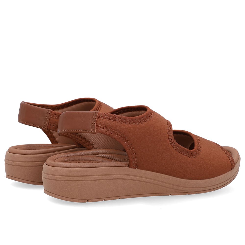 Sandália Salto Anabela Elastano Marrom Costura Marrom 3