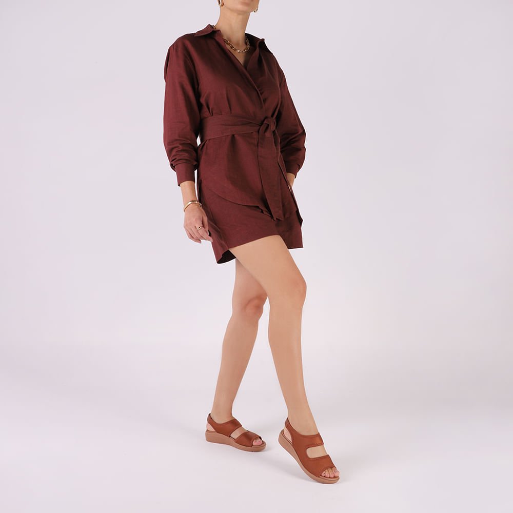 Sandália Salto Anabela Elastano Marrom Costura Marrom 4