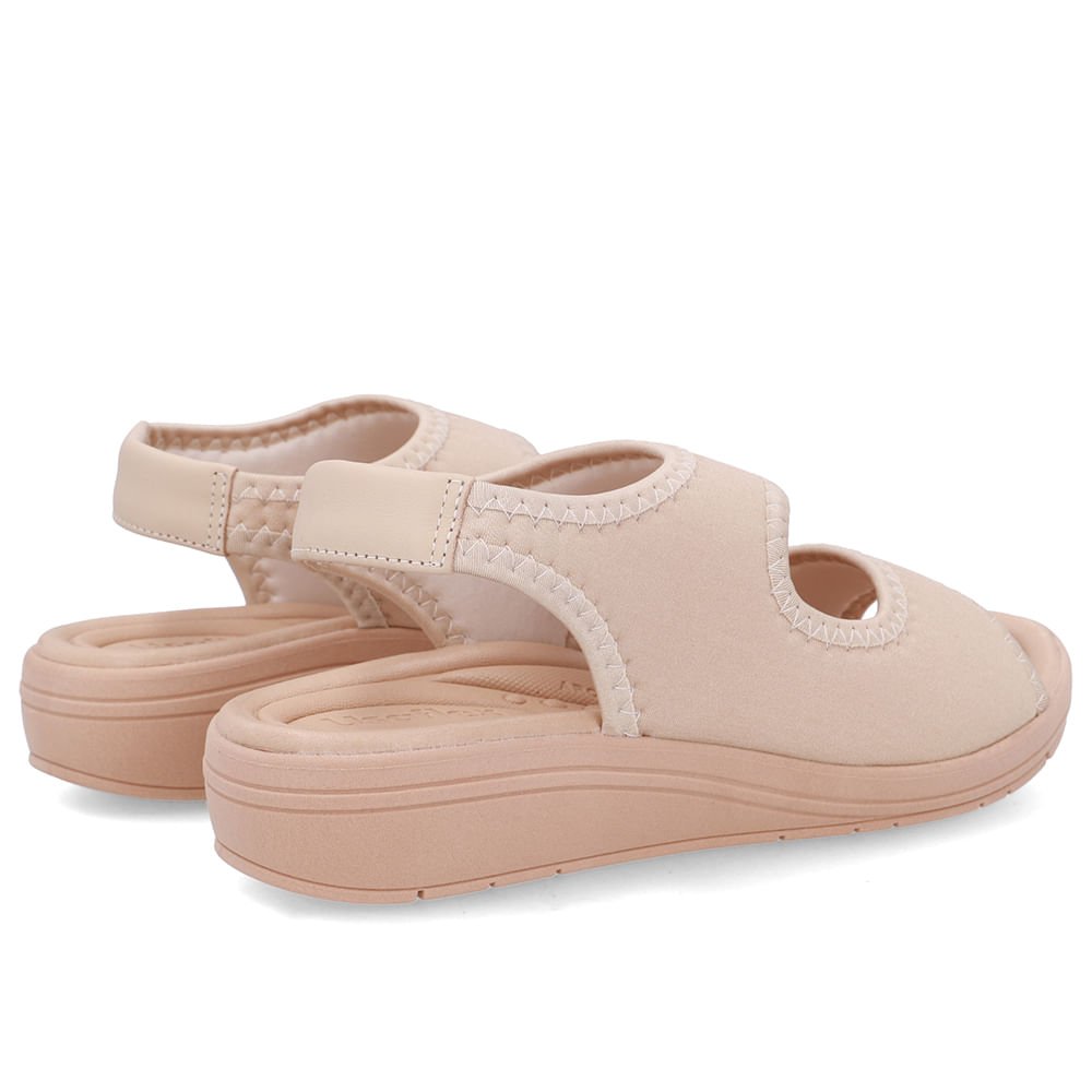 Sandália Salto Anabela Elastano Bege Costura Bege 3