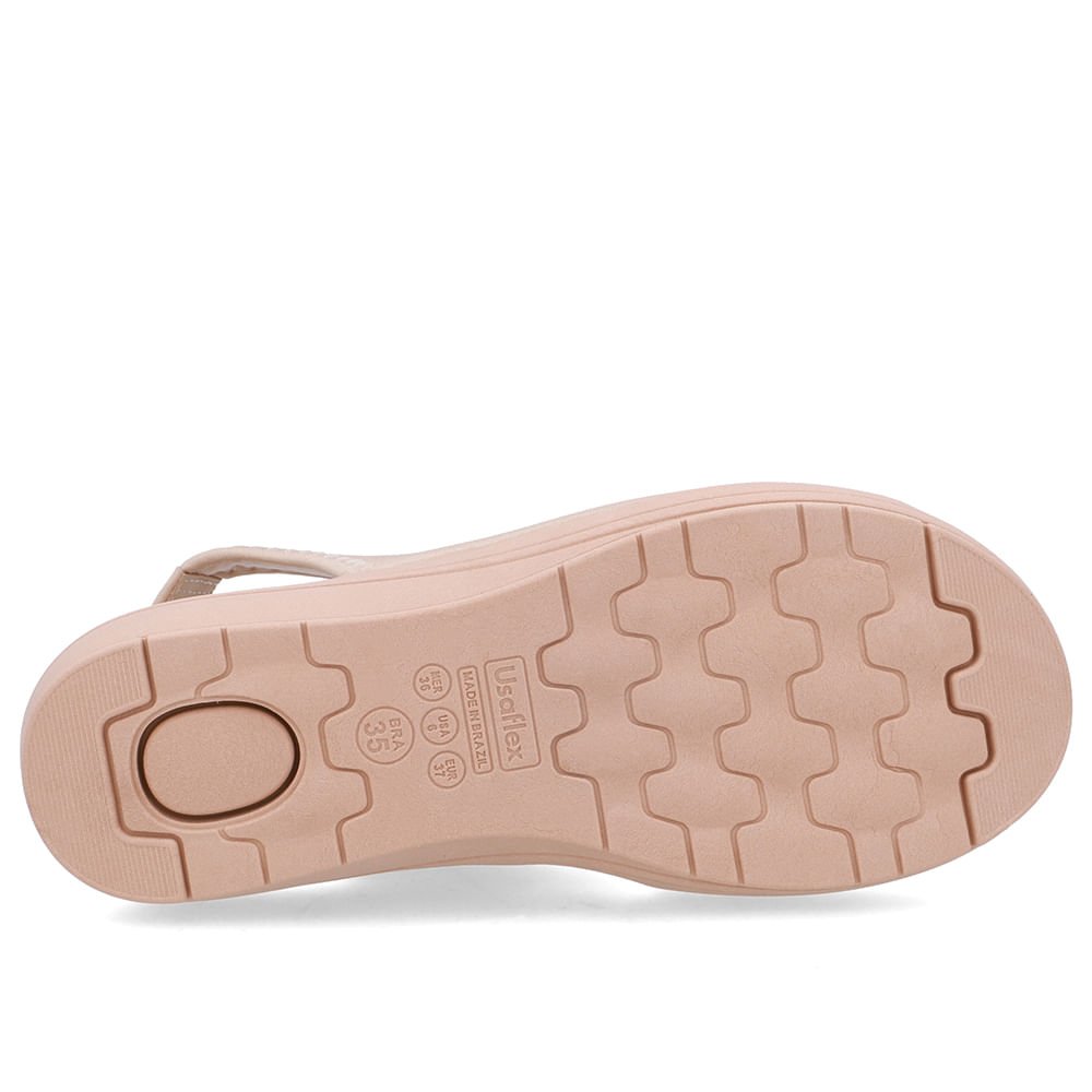 Sandália Salto Anabela Elastano Bege Costura Bege 5