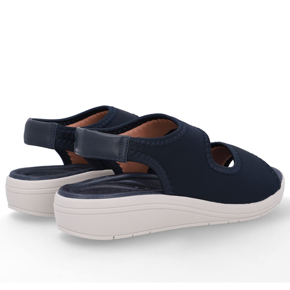 Sandália Salto Anabela Elastano Azul Costura Azul 3