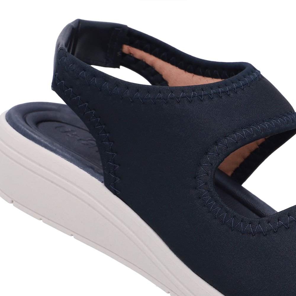 Sandália Salto Anabela Elastano Azul Costura Azul 4