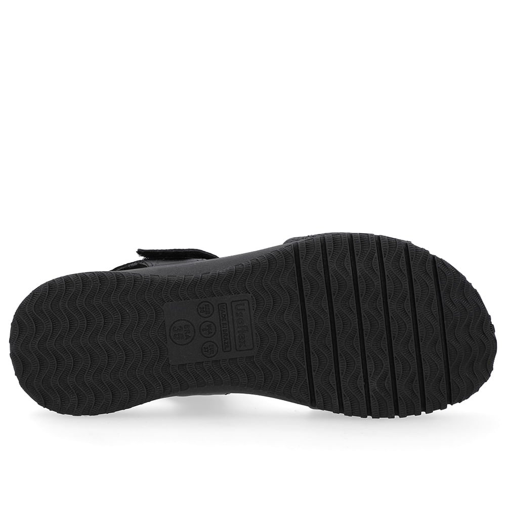 Sandália Salto Baixo Couro Preta Fecho-Flex Preto 4
