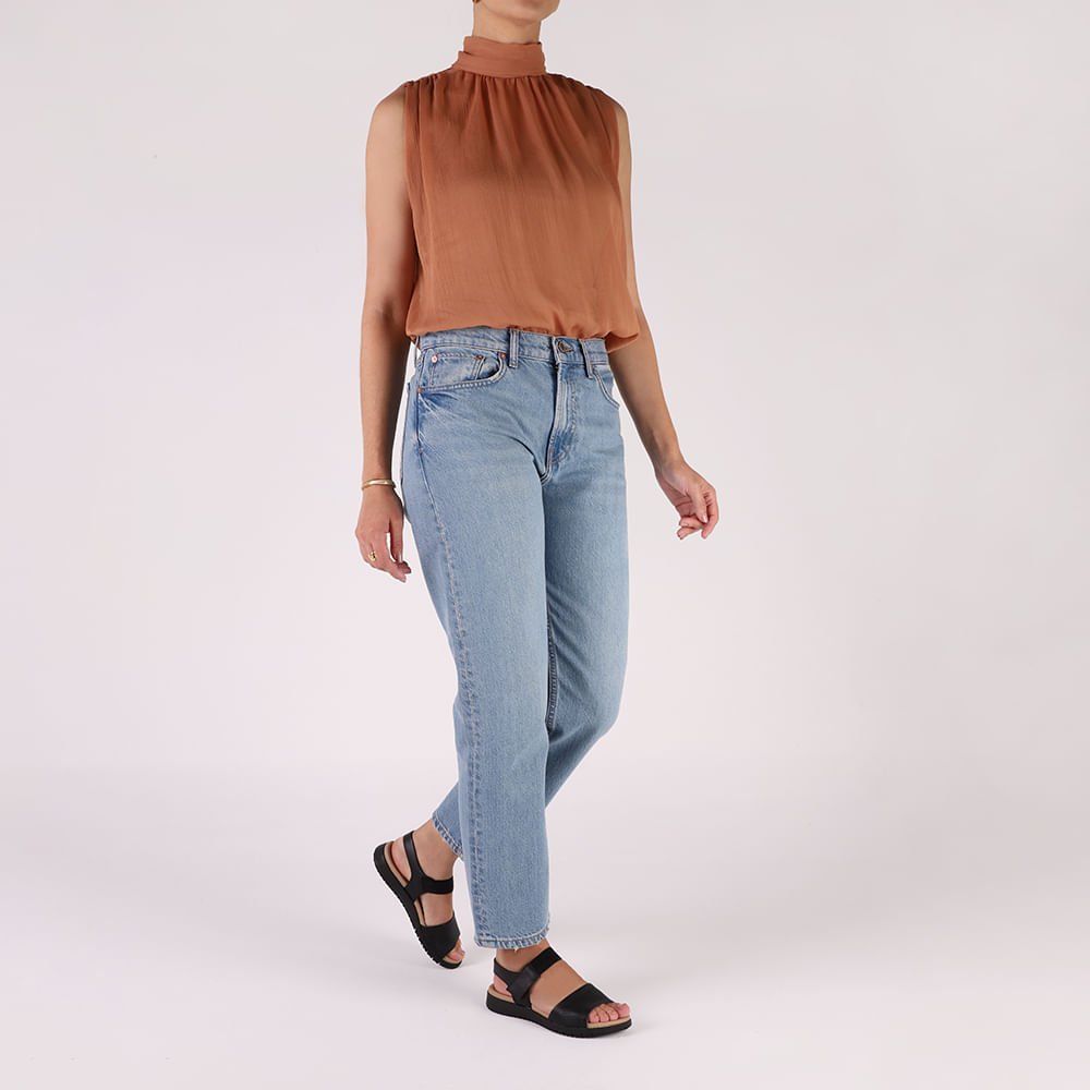 Sandália Salto Baixo Couro Preta Fecho-Flex Preto 4