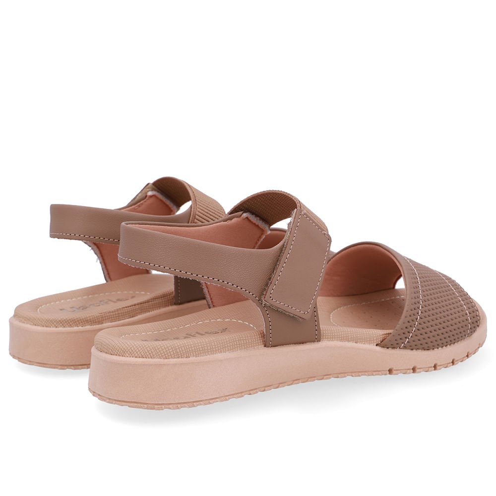 Sandália Salto Baixo Couro Marrom Fecho-Flex Marrom 3