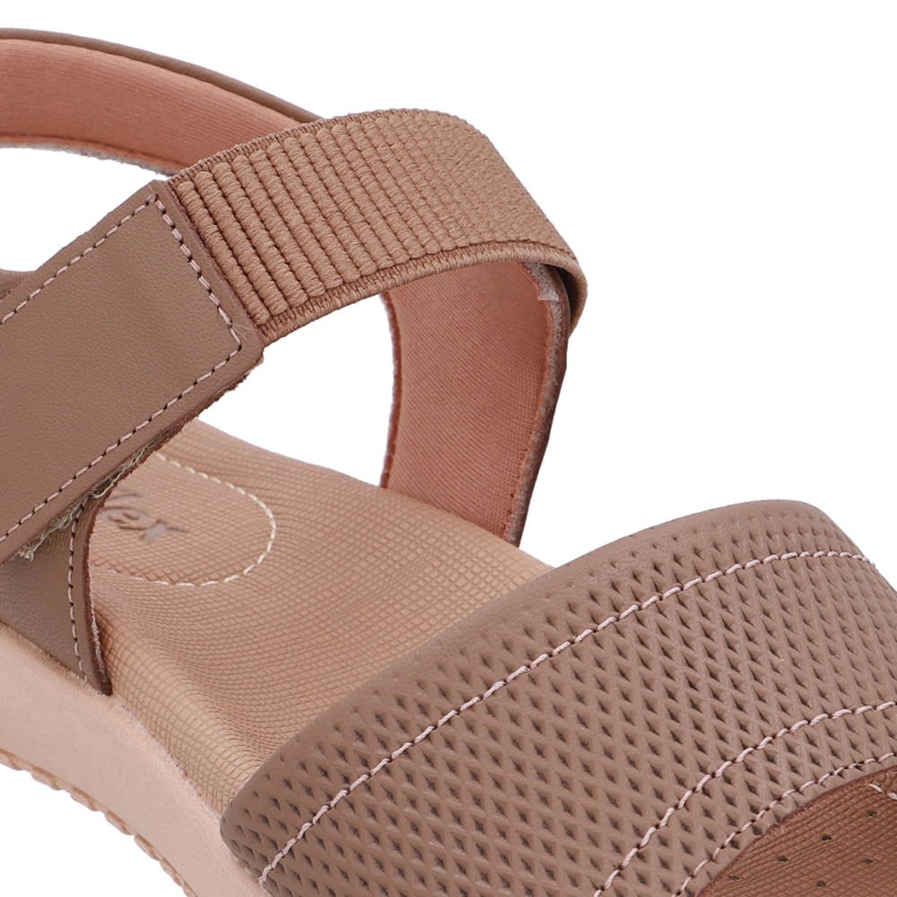 Sandália Salto Baixo Couro Marrom Fecho-Flex Marrom 4