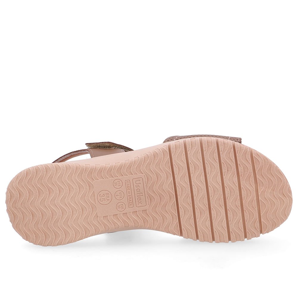 Sandália Salto Baixo Couro Marrom Fecho-Flex Marrom 5