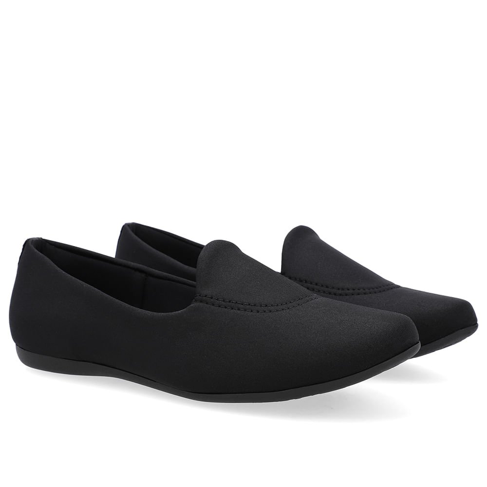 Sapatilha Preta Elastano Bico Redondo Preto 2