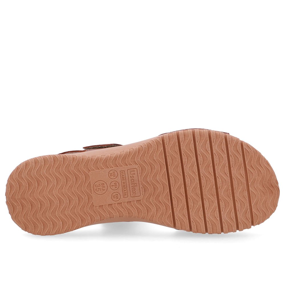 Sandália Salto Baixo Couro Marrom Fecho-Flex Marrom 5