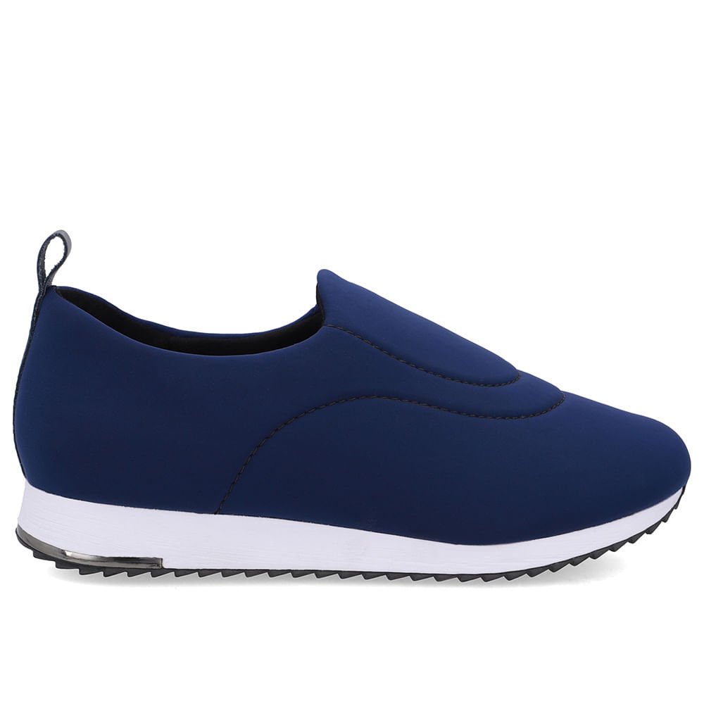 Tênis Slip On Azul Elastano Costura