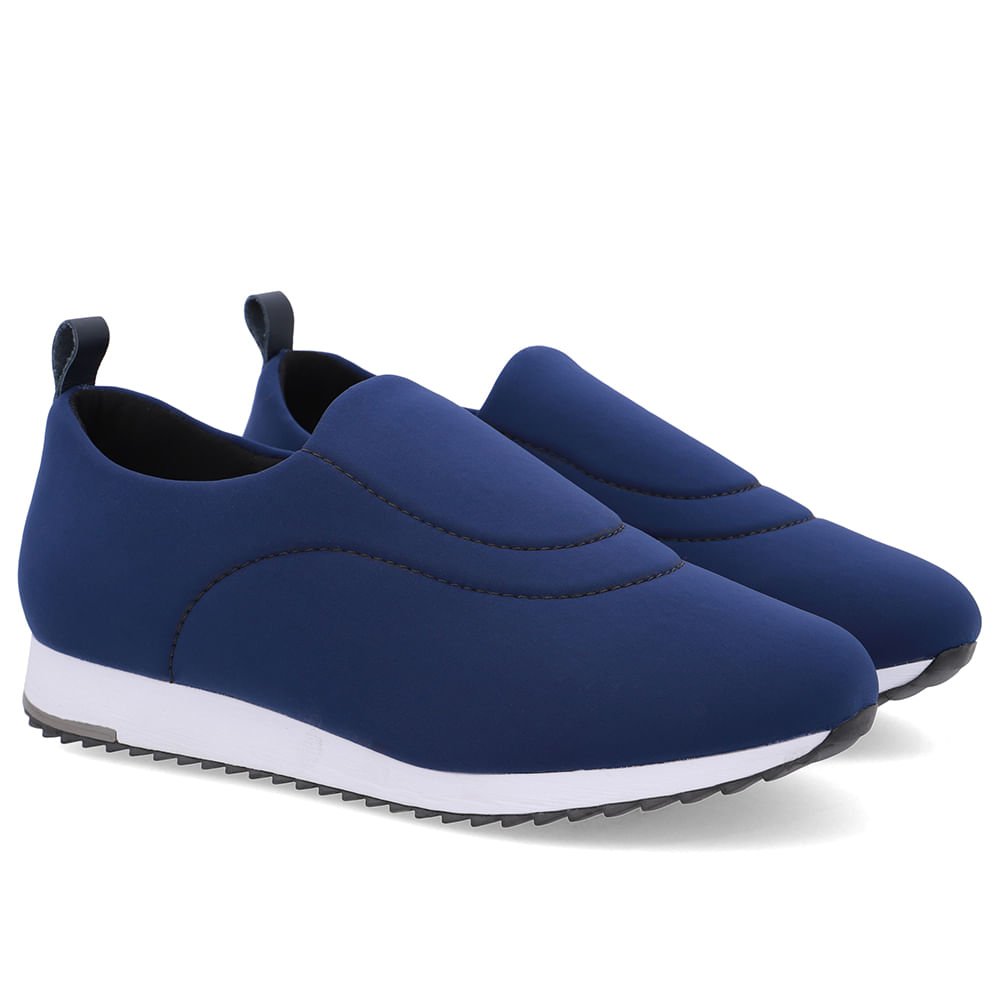 Tênis Slip On Azul Elastano Costura Azul 2