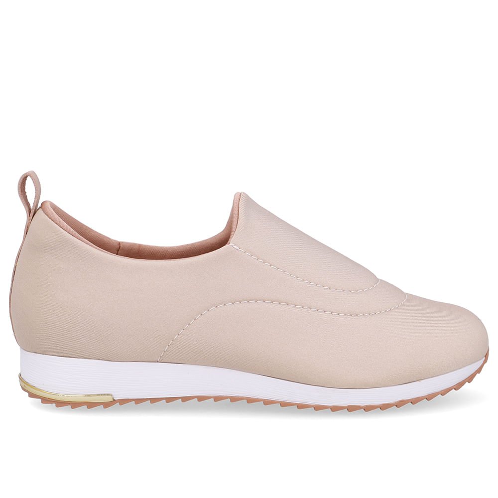 Tênis Slip On Bege Elastano Costura