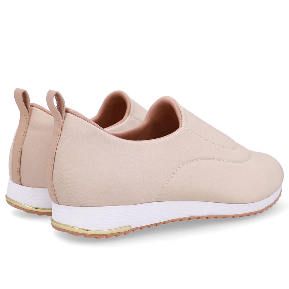 Tênis Slip On Bege Elastano Costura Bege 3