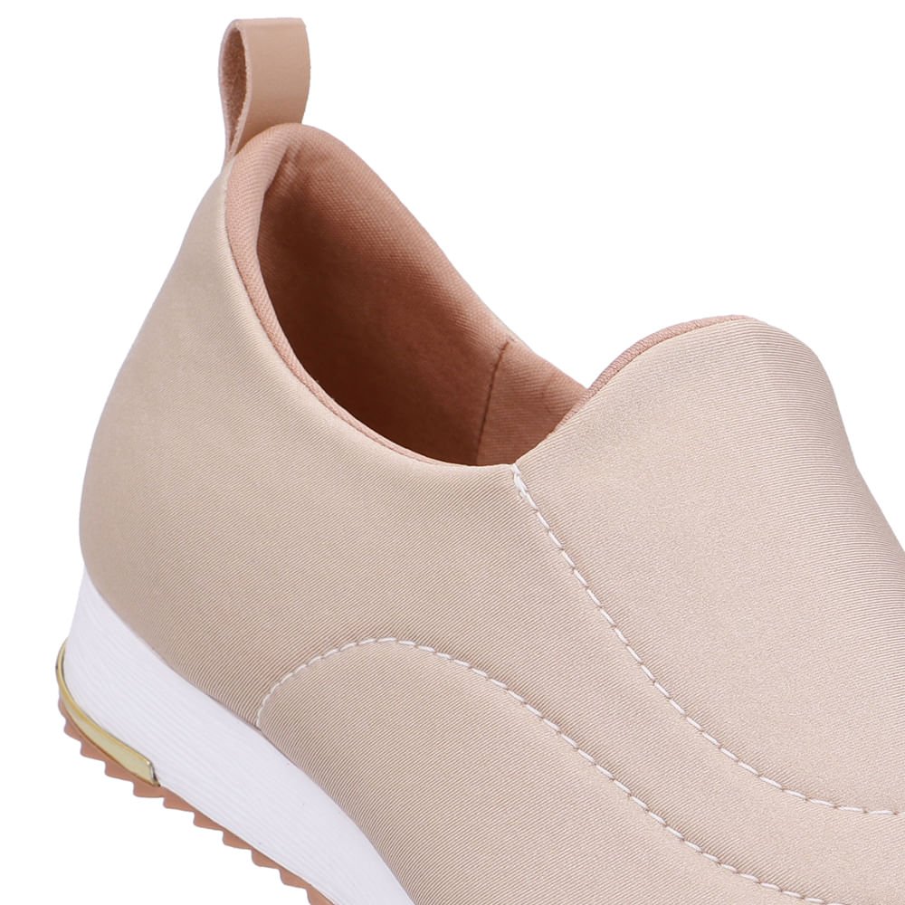 Tênis Slip On Bege Elastano Costura Bege 4