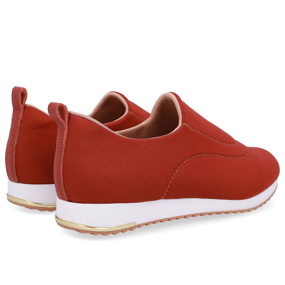 Tênis Slip On Marrom Telha Elastano Costura Telha 3