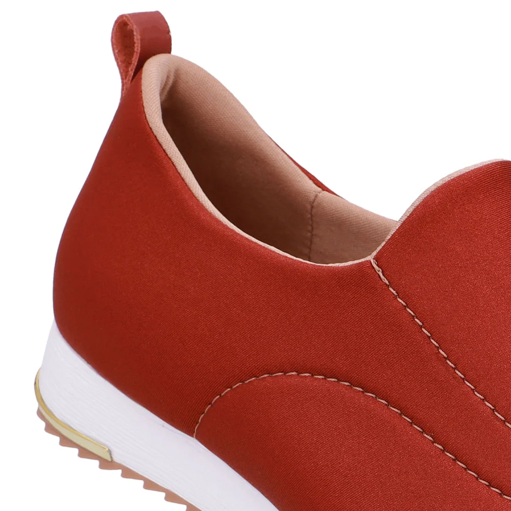 Tênis Slip On Marrom Telha Elastano Costura Telha 4