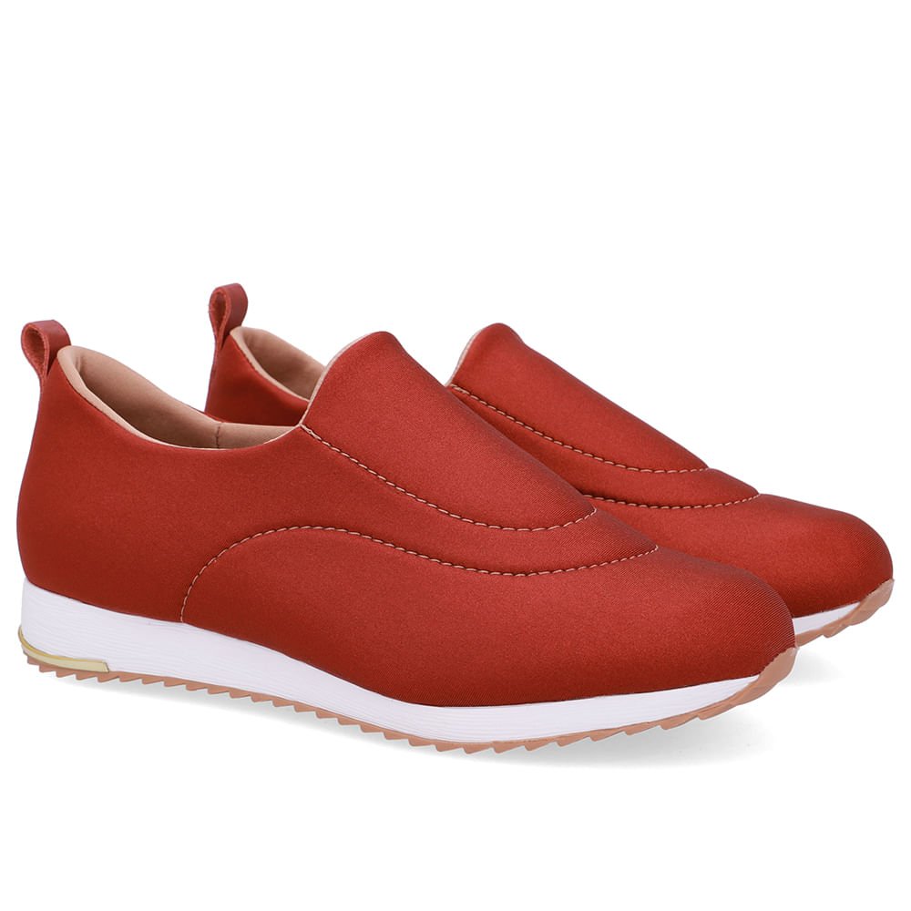 Tênis Slip On Marrom Telha Elastano Costura Telha 2