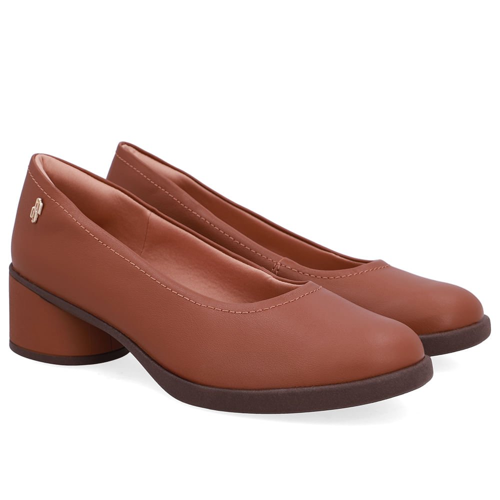 Scarpin Marrom Canela Couro Salto Bloco Canela 2