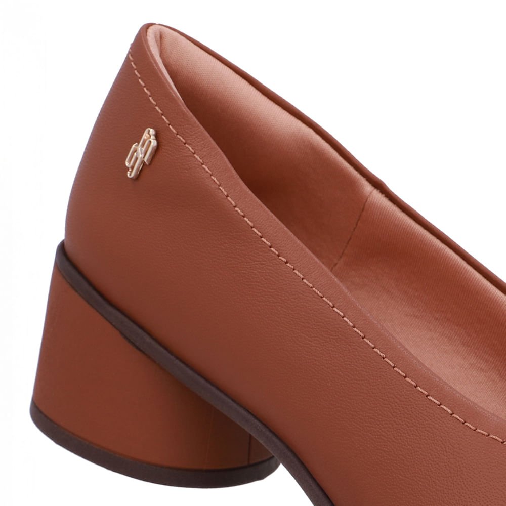 Scarpin Marrom Canela Couro Salto Bloco Canela 4
