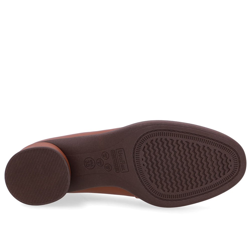 Scarpin Marrom Canela Couro Salto Bloco Canela 5