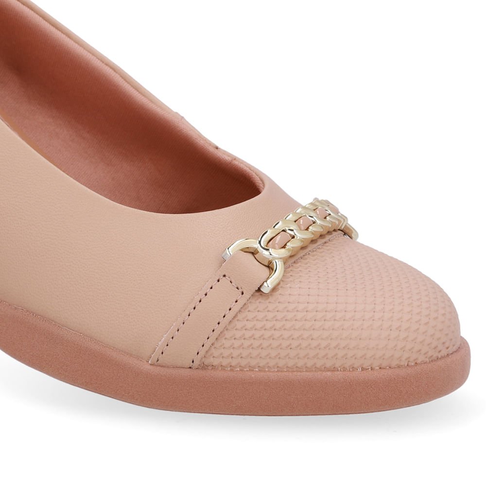 Scarpin Bege Couro Enfeite Bege 4