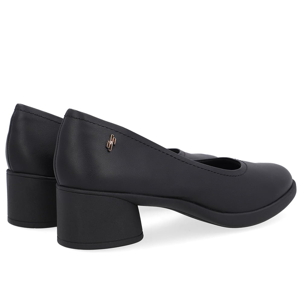 Scarpin Preto Couro Salto Bloco Preto 3
