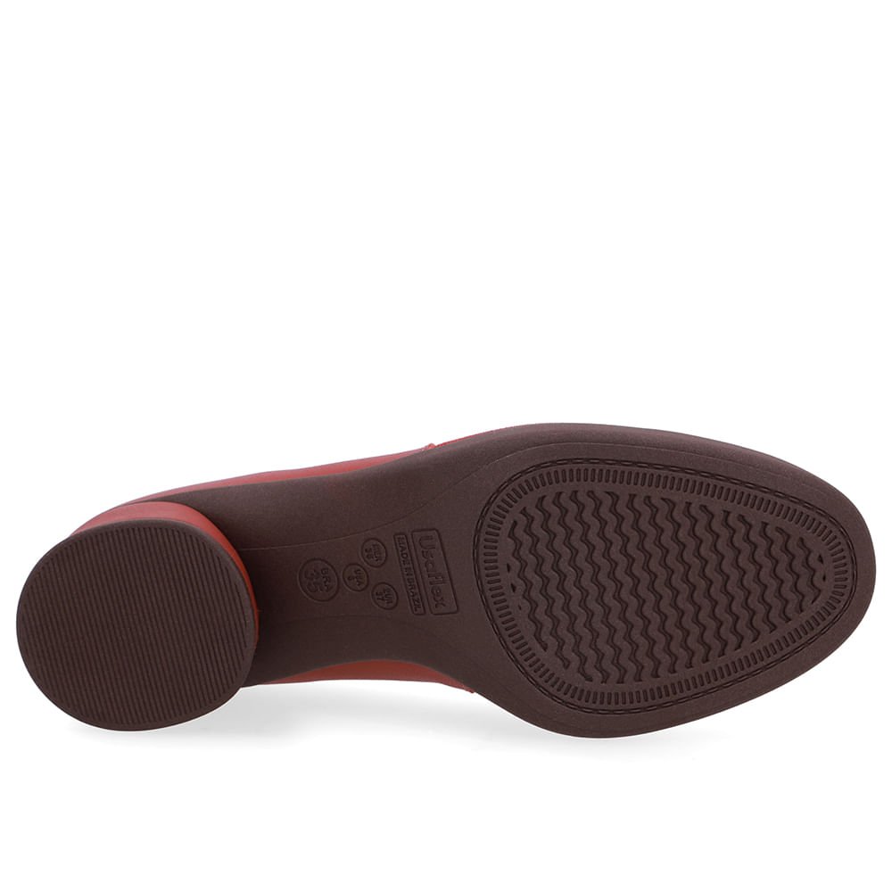 Scarpin Marrom Couro Lateral Tecido Enfeite Marrom 5