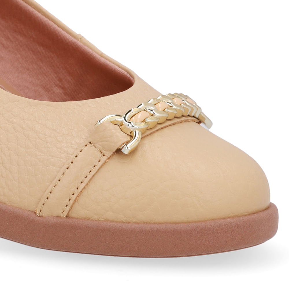 Scarpin Bege Creme Couro Enfeite Creme 4
