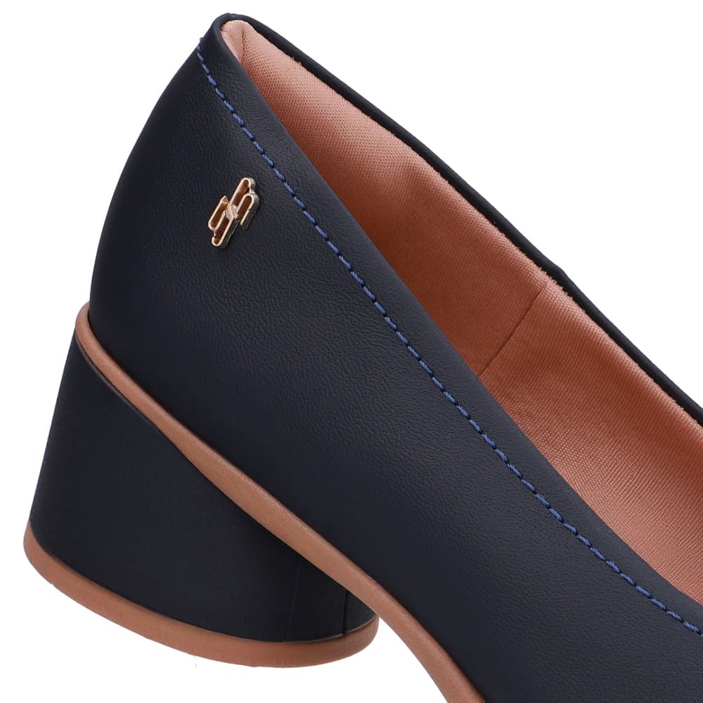 Scarpin Azul Couro Salto Bloco Azul 4