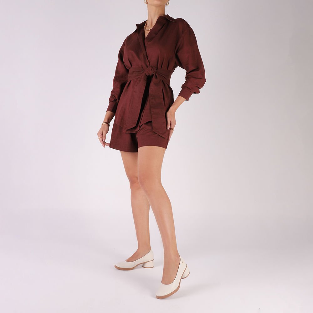 Scarpin Branco Marfim Couro Salto Bloco Marfim 4