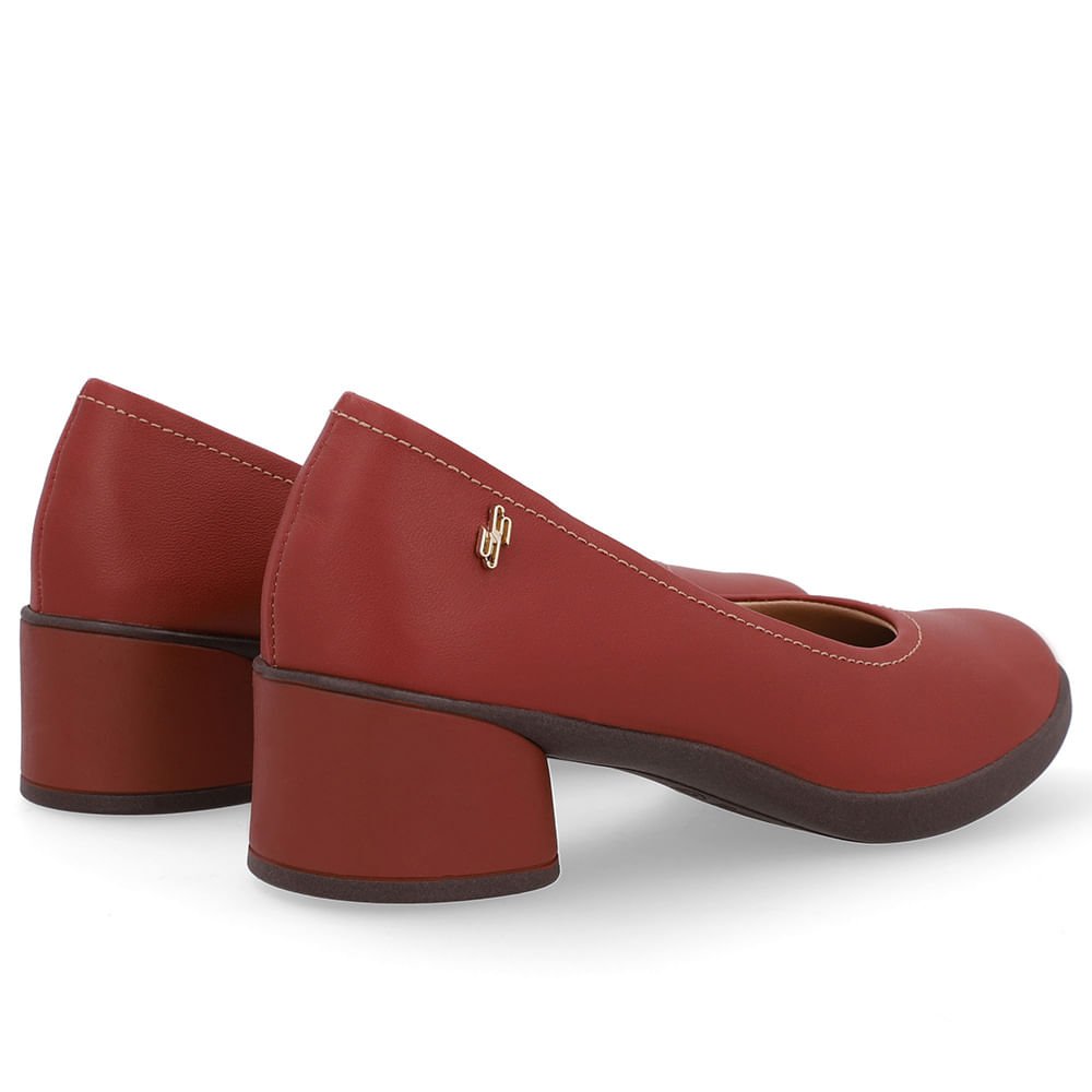 Scarpin Marrom Couro Salto Bloco Marrom 3