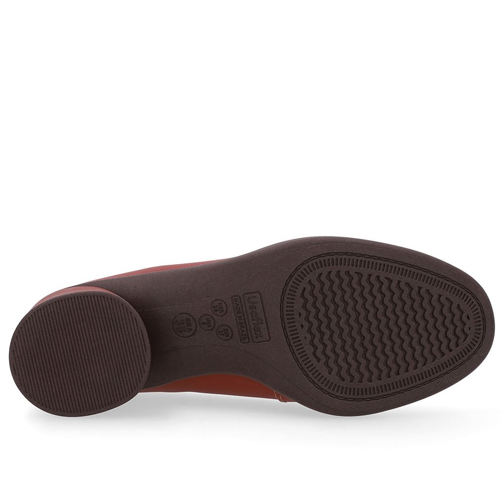 Scarpin Marrom Couro Salto Bloco Marrom 5