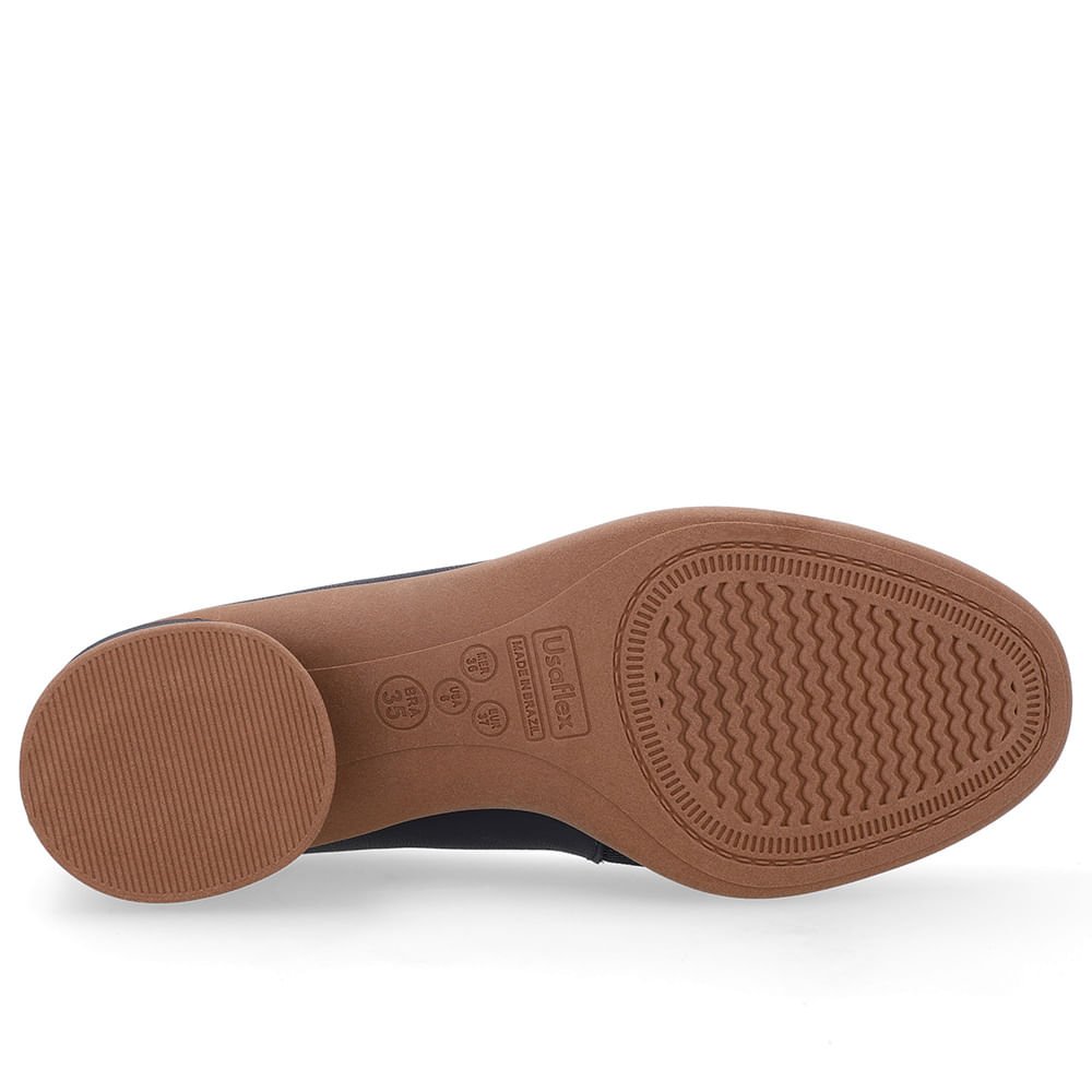 Scarpin Azul Couro Lateral Tecido Enfeite Azul 5