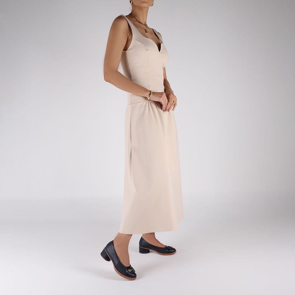 Scarpin Azul Couro Lateral Tecido Enfeite Azul 4