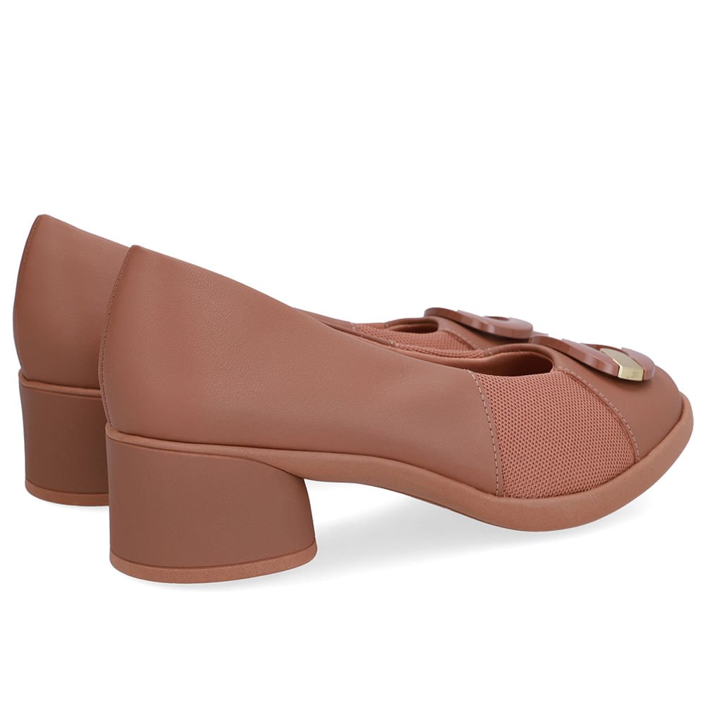 Scarpin Marrom Couro Lateral Tecido Enfeite Marrom 3