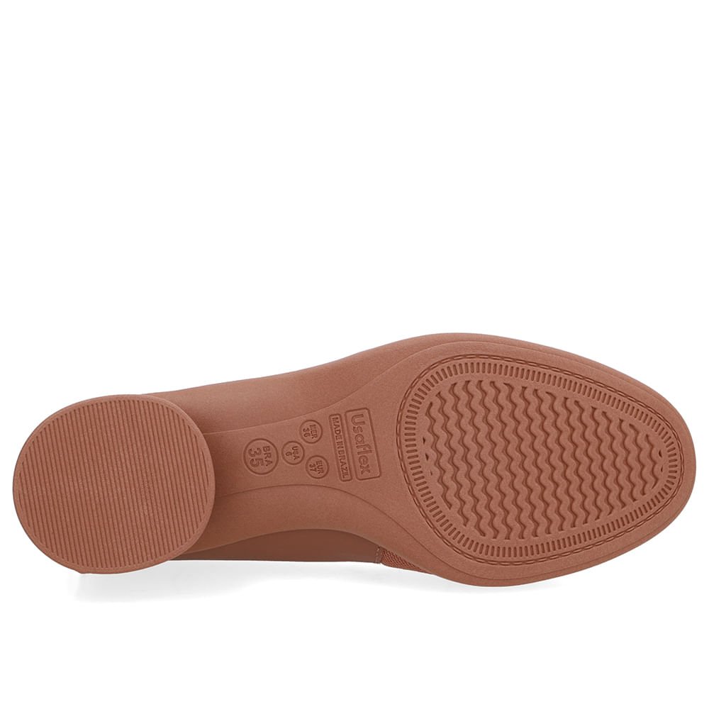 Scarpin Marrom Couro Lateral Tecido Enfeite Marrom 5