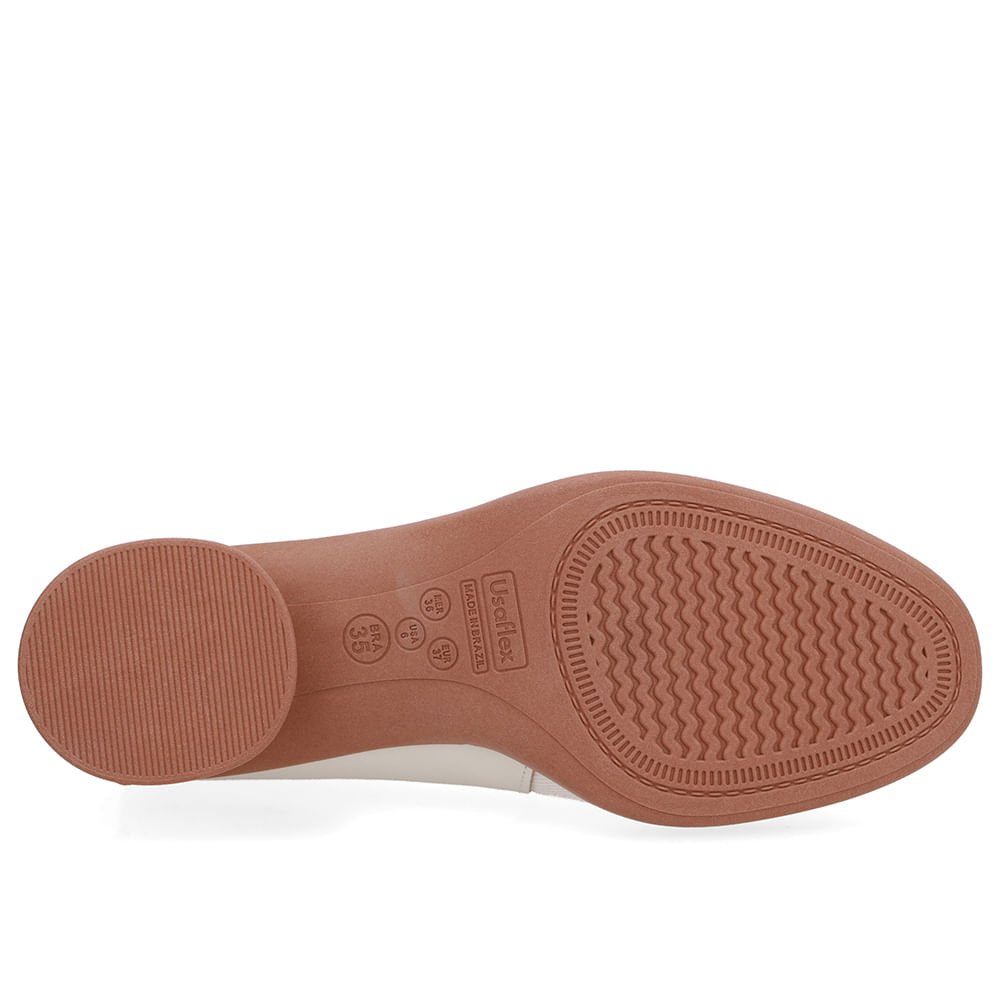 Scarpin Branco Marfim Couro Lateral Tecido Enfeite Marfim 5