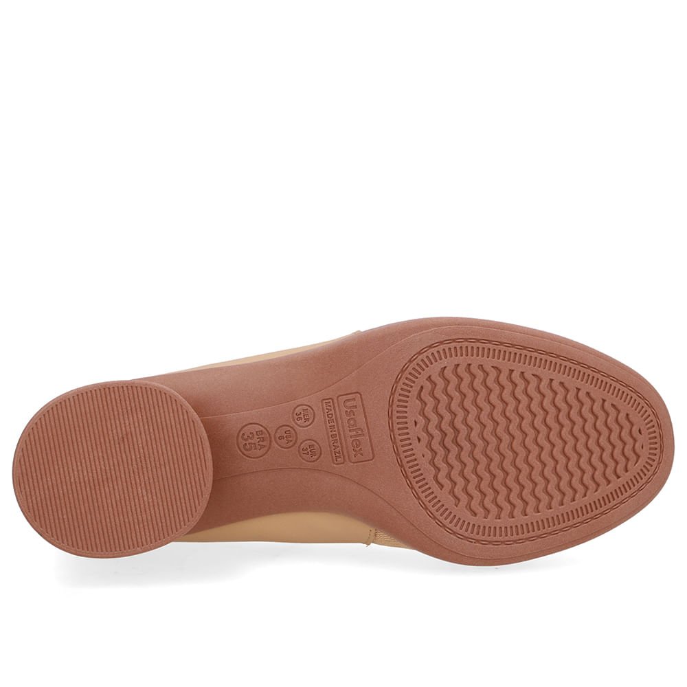 Scarpin Bege Creme Couro Lateral Tecido Enfeite Creme 5
