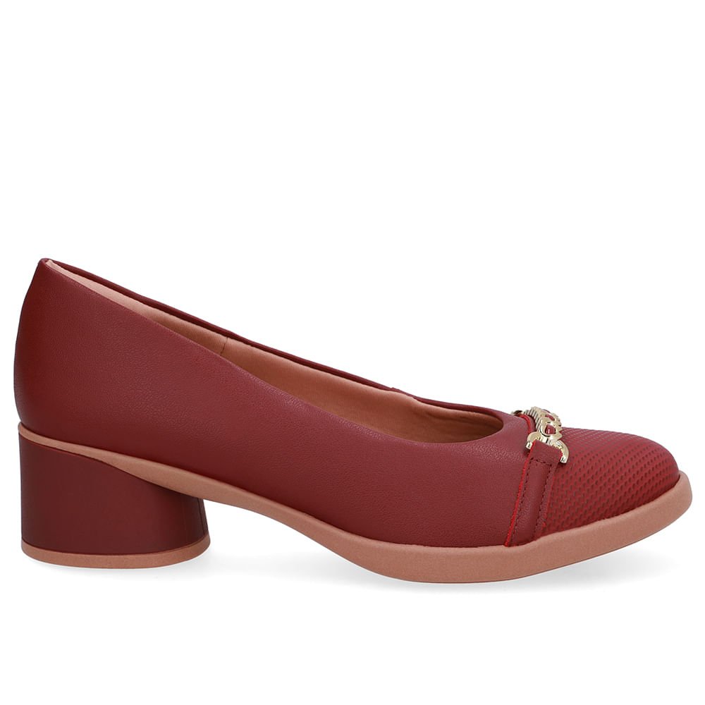 Scarpin Vermelho Couro Enfeite