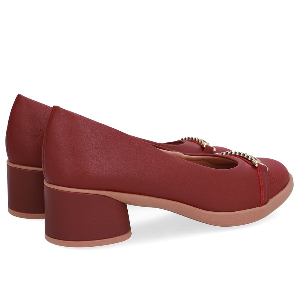 Scarpin Vermelho Couro Enfeite Vermelho 3