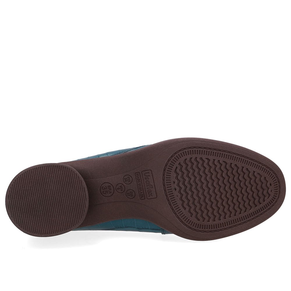 Loafer Textura Azul Couro Salto Bloco Azul 5