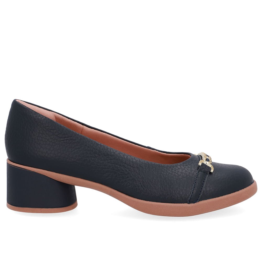 Scarpin Azul Couro Enfeite